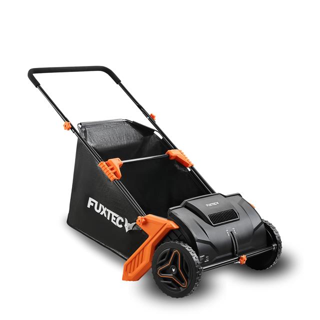 [neuwertig] Fuxtec Laubsammler Fx-ls52, Grasschnittsammler Mit 530mm Arbeitsbreite, 0-40mm Arbeitstiefe, Einem Ca. 100l Großen Graßfangkorb Und 6,5 Kg
