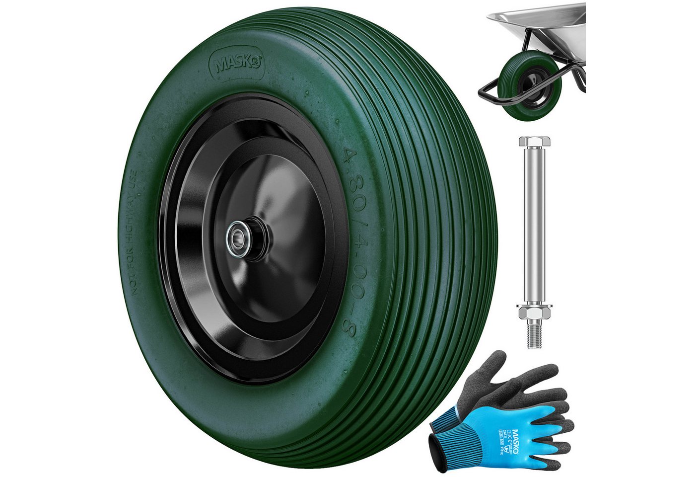 Masko® Schubkarre 100l Bis 250kg, Luftreifen Stahlfelge - Schwarz