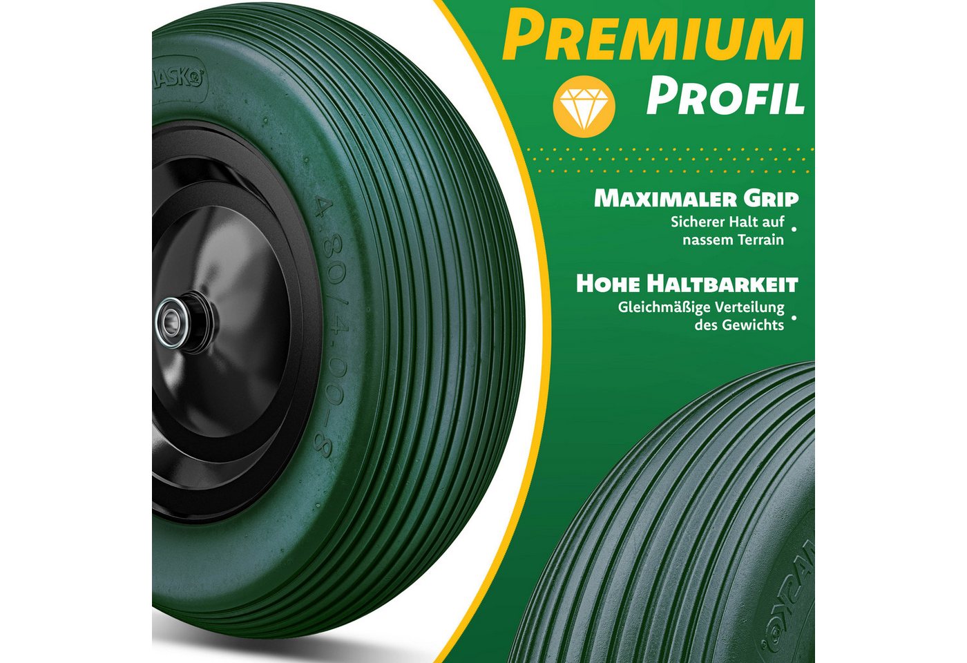 Masko® Schubkarre 100l Bis 250kg, Luftreifen Stahlfelge - Schwarz Bild 2