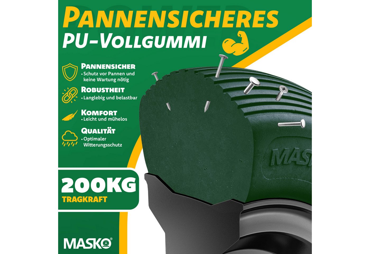 Masko® Schubkarre 100l Bis 250kg, Luftreifen Stahlfelge - Schwarz Bild 3
