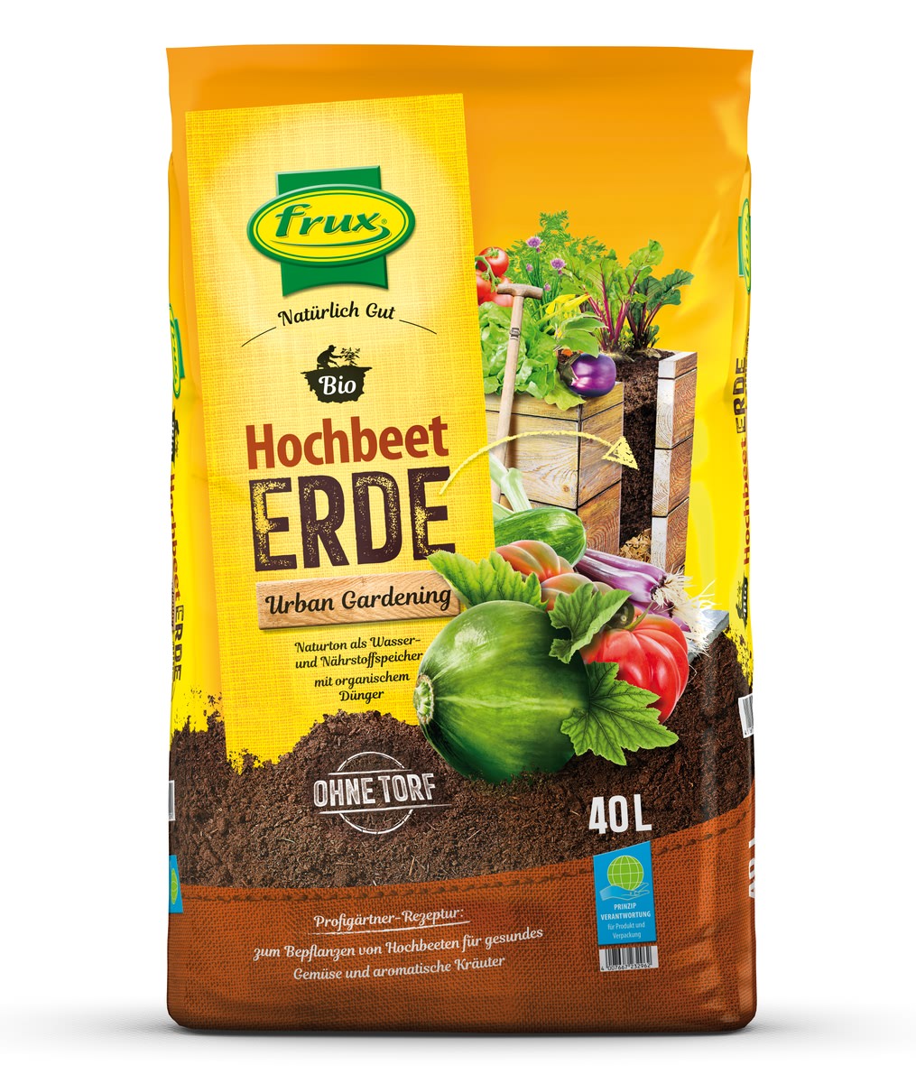 Frux® Pro Bio Hochbeeterde Urban Gardening Natürlich Gut Torffrei - 40 Liter
