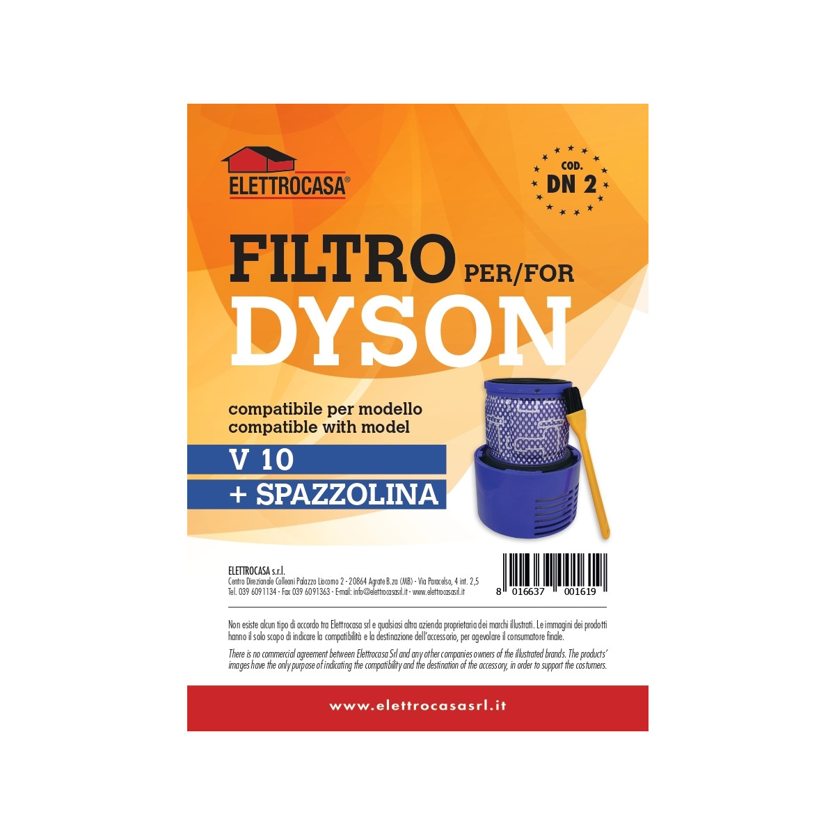 Elettrocasa Dn 2 Filter & Bürste Handstaubsauger