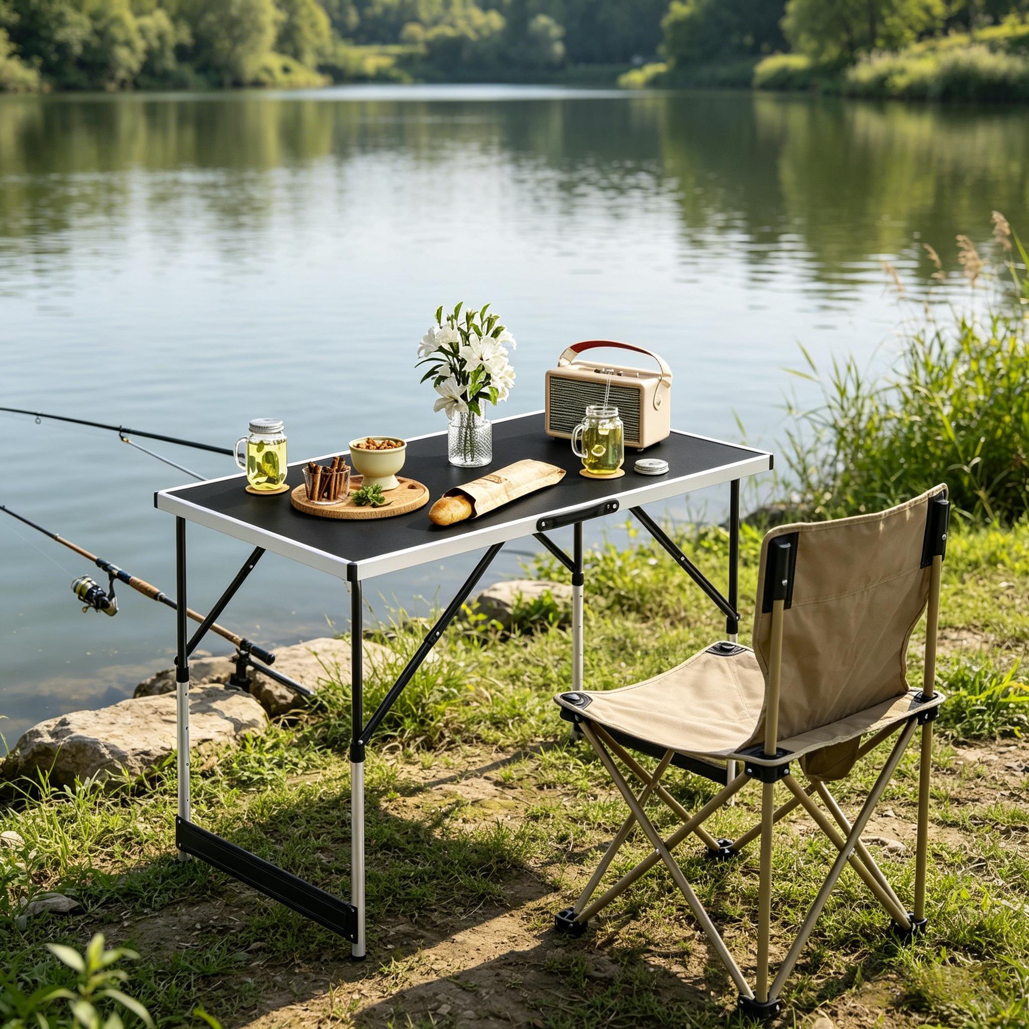 Höhenverstellbarer Tisch, Klappbarer Tisch, Mahlzeittisch, Gartentisch