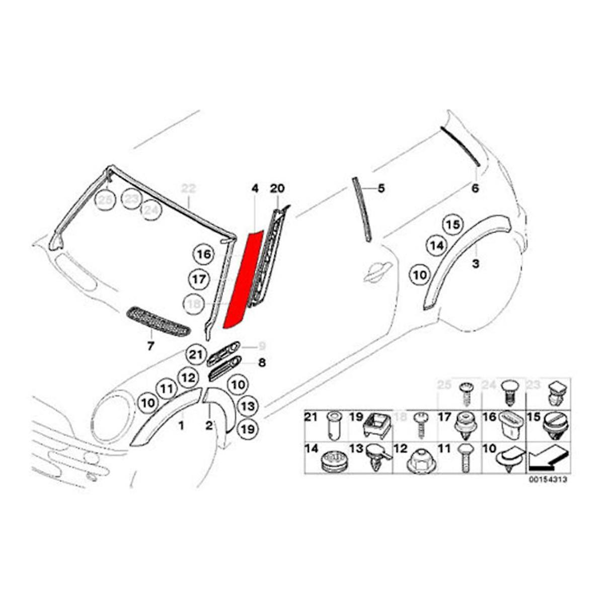 Linke Vordere Windschutzscheiben-parallelverkleidung 51137128157 Für R50 R52 R53 2001–2008 Window Post Trim Co
