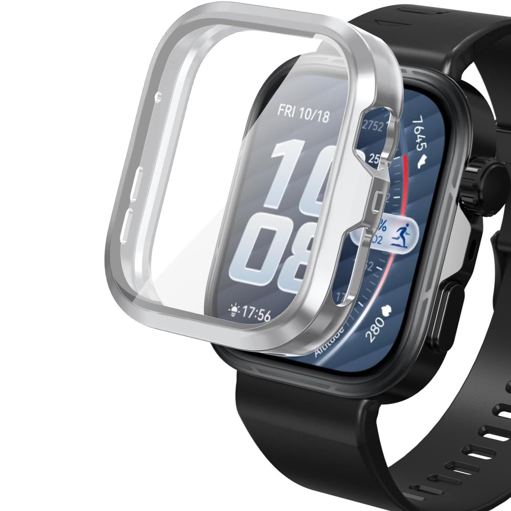 2-in-1-hülle Mit Displayschutzfolie Für Huawei Watch Fit 5 Pro, Silber