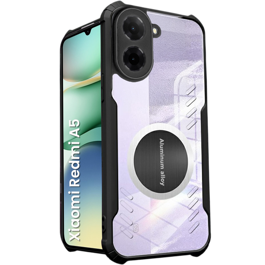 Schutzhülle Für Xiaomi Redmi A5, Mit Magnetplatte, Transparent/schwarz