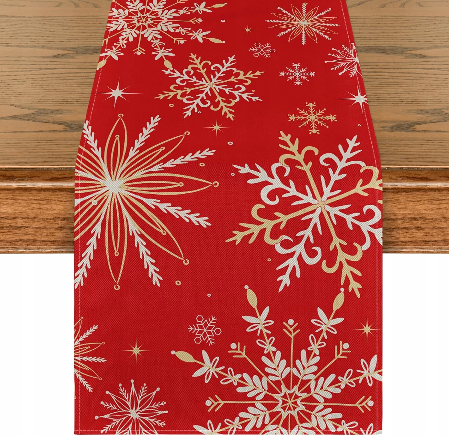 Artoid Mode Weihnachtstischläufer Mit Roten Schneeflocken, 40 × 180 Cm
