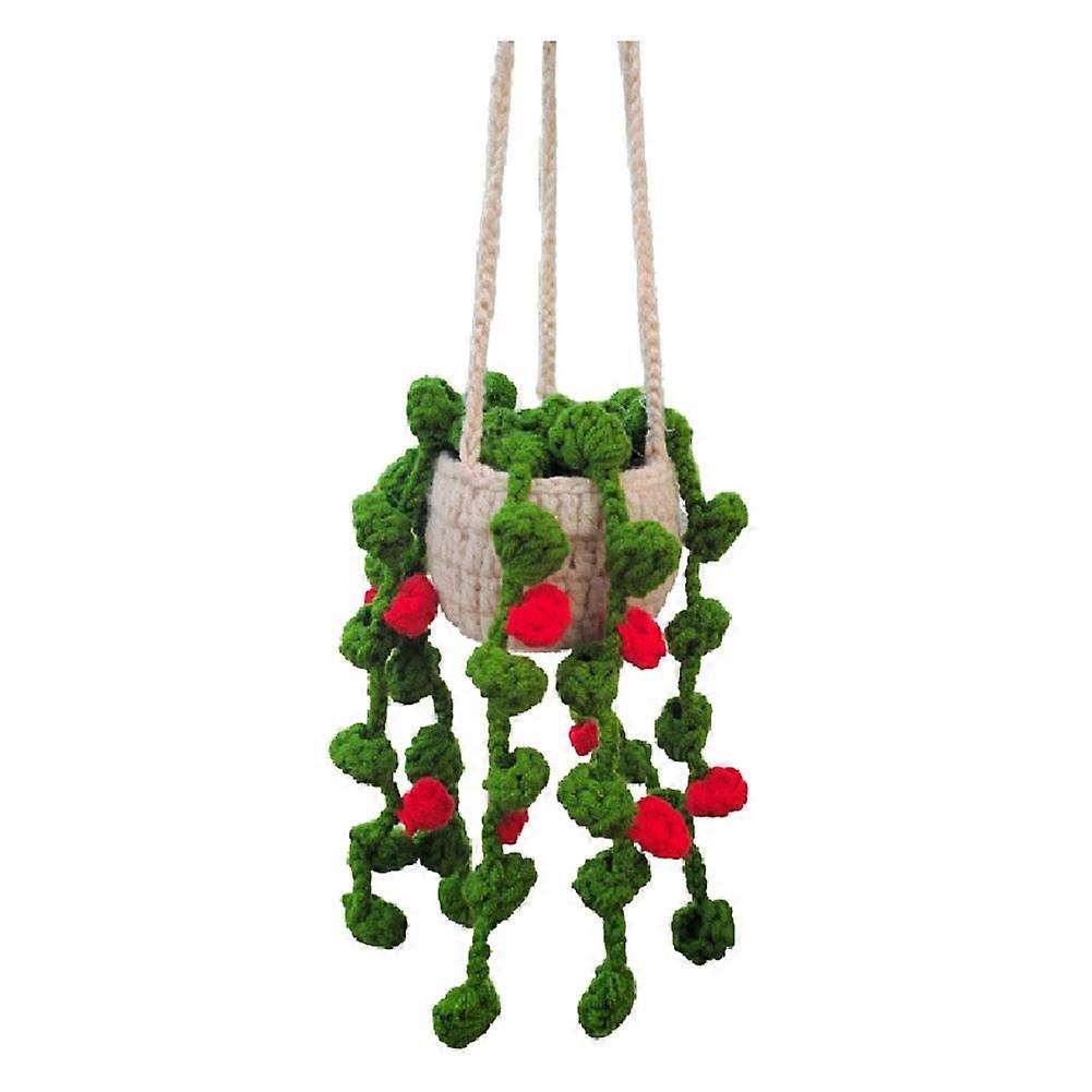 Rückspiegel-anhänger, Niedliche Topfpflanzen, Gehäkelter Autospiegel, Handgestrickte Pflanzen-hängeornamente