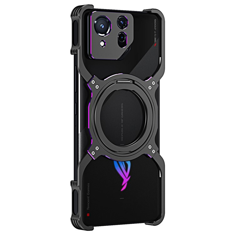 Asus Rog Phone 8 5g / 8 Pro 5g Hülle, Ständer, Bumper, Mit Objektivabdeckung, Für Magsafe, Schwarz / Lila