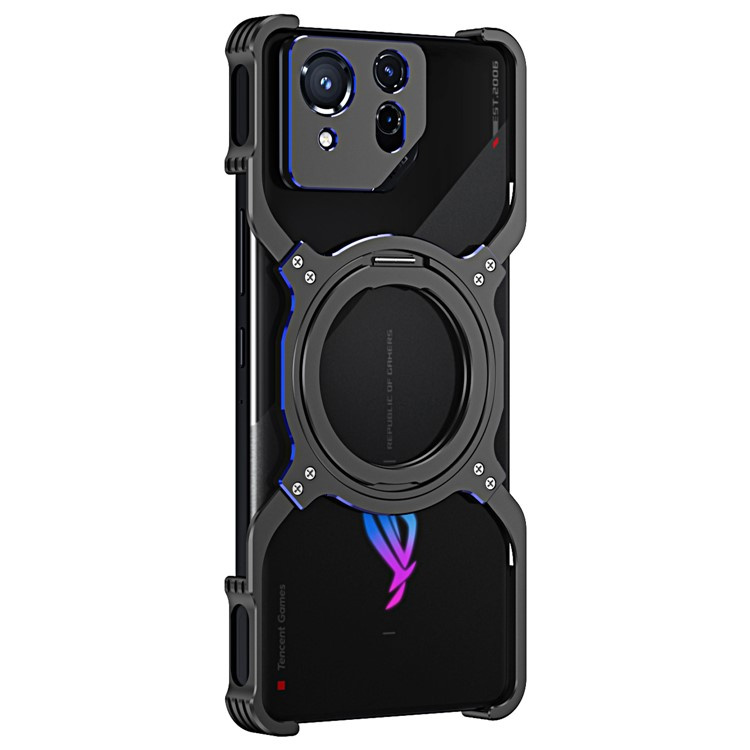 Asus Rog Phone 8 5g / 8 Pro 5g Hülle, Ständer, Bumper, Mit Objektivabdeckung, Für Magsafe, Schwarz / Blau