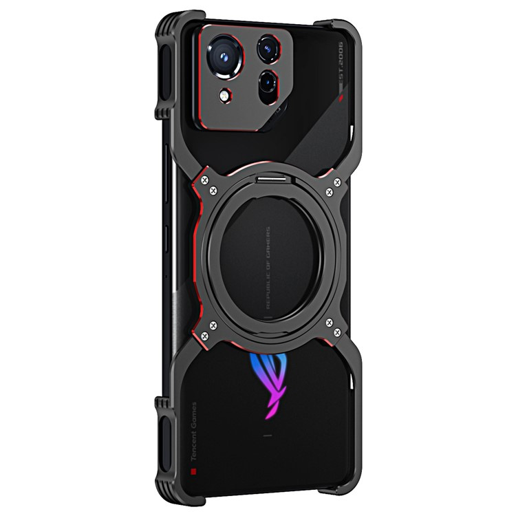 Asus Rog Phone 8 5g / 8 Pro 5g Hülle, Ständer, Bumper, Mit Objektivabdeckung, Für Magsafe, Schwarz / Rot