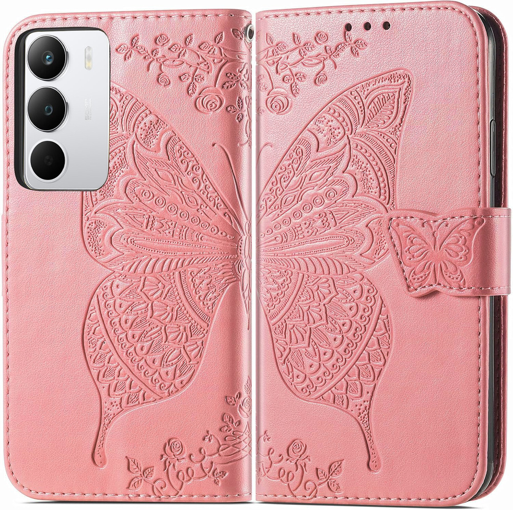 Realme C71 Butterfly Flip Case, Roségold