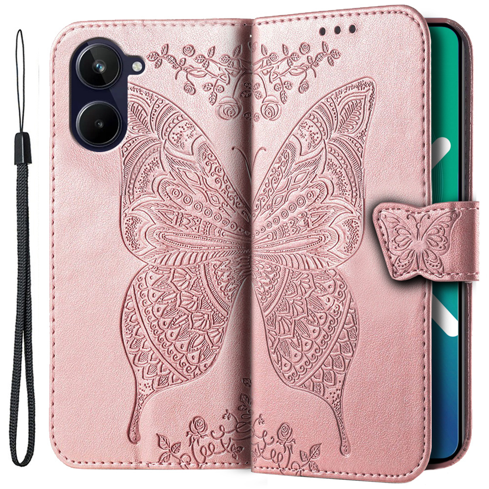 Realme 10 4g Butterfly Flip Case, Roségold
