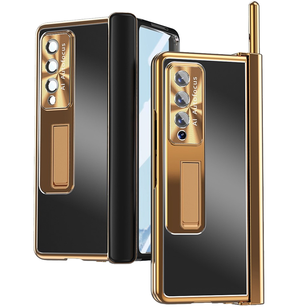 Schutzhülle Mit Glas Für Samsung Galaxy Z Fold 4 5g, Premium-legierung, Gold/schwarz