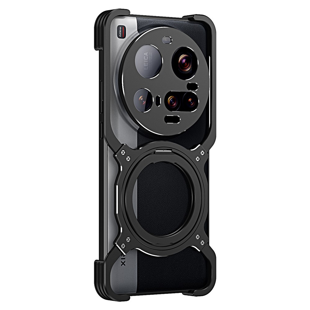 Xiaomi 15 Ultra Kickstand Bumper Case Mit Objektivabdeckung Für Magsafe, Schwarz/silber