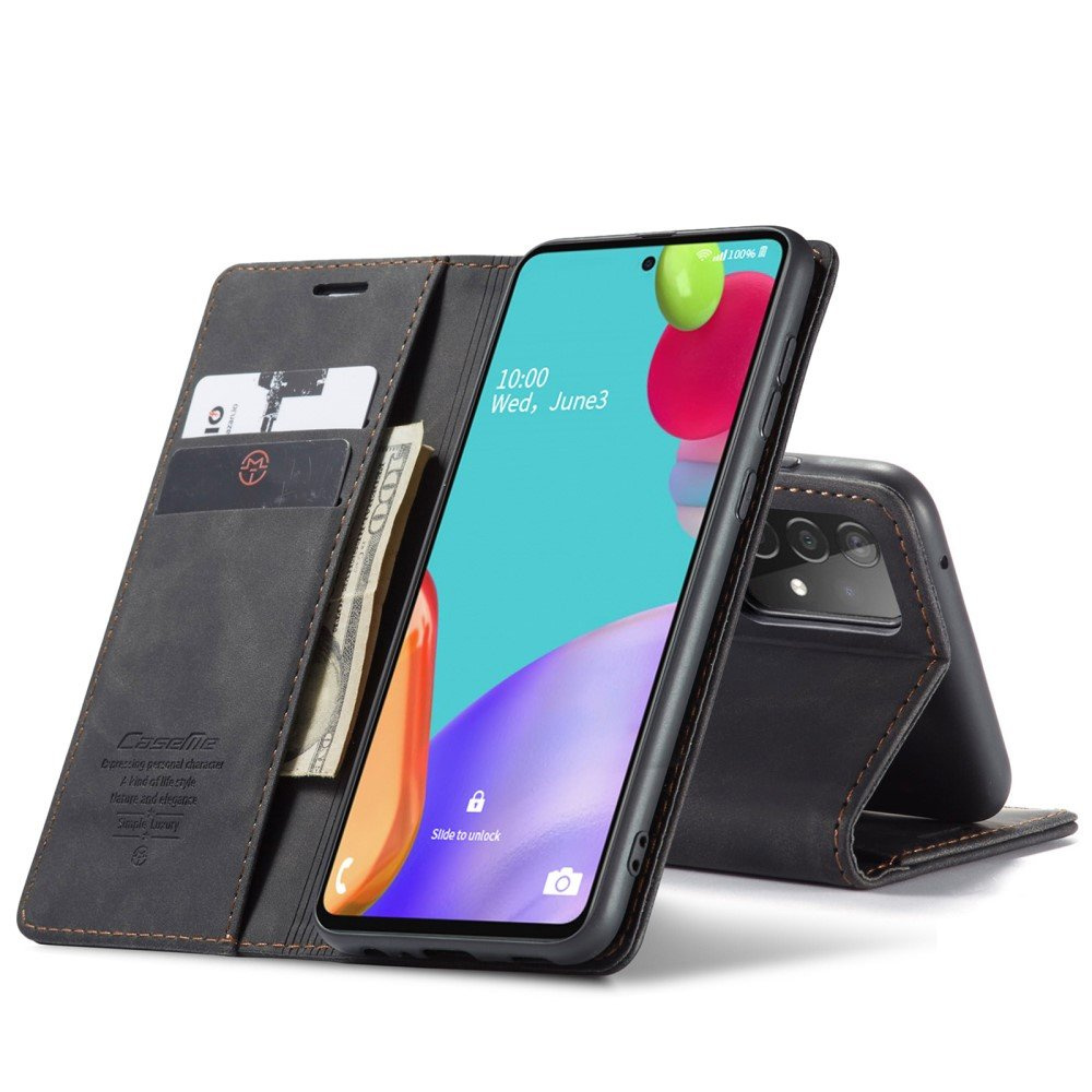 Caseme Schutzhülle Für Samsung Galaxy A52 / A52s, Leder-brieftaschenhülle, Schwarz