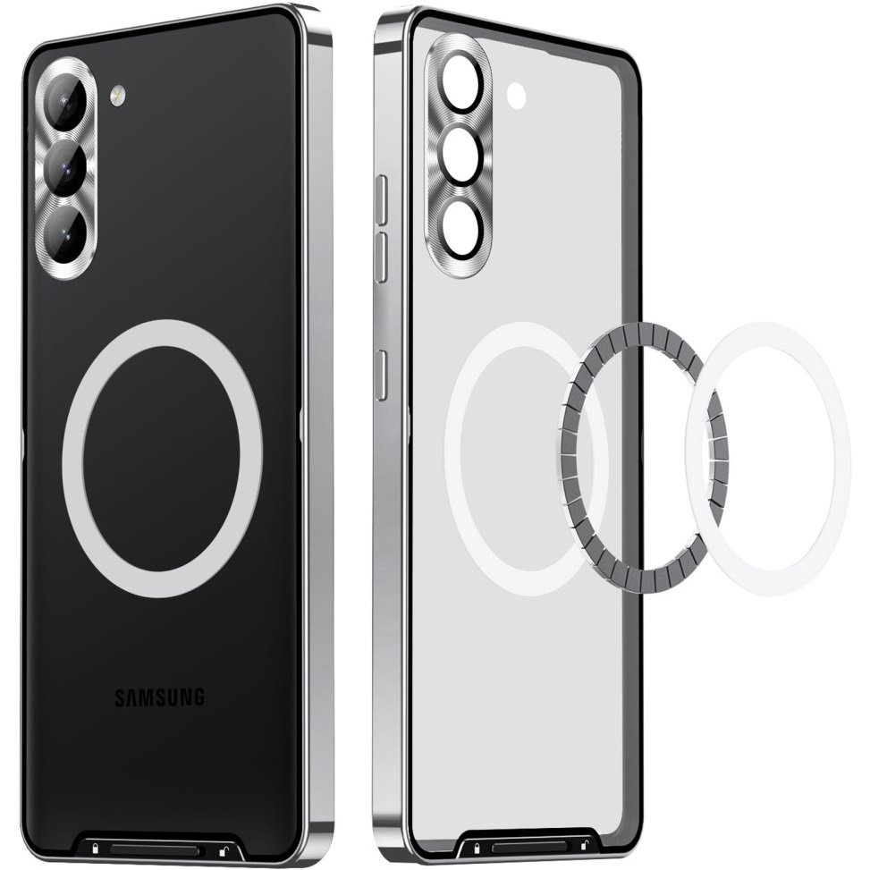 Samsung Galaxy S23 Kameraschutzhülle, Camshield Magsafe, Transparent/silber