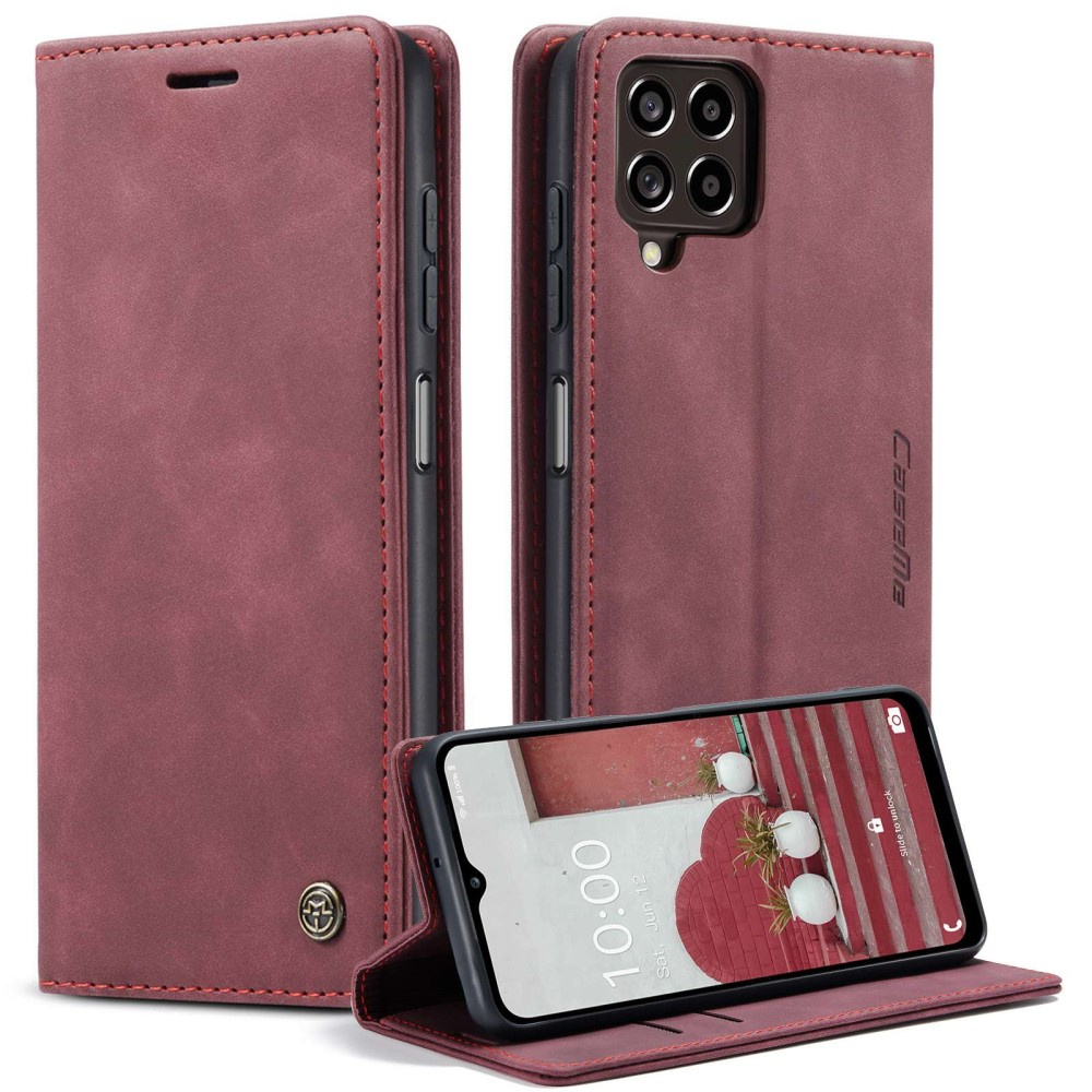 Caseme Hülle Für Samsung Galaxy M33 5g, Leder-brieftaschenhülle, Burgunderrot