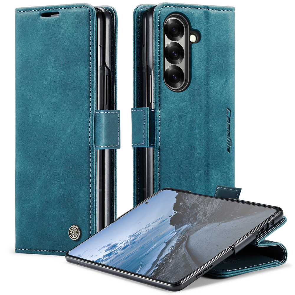 Caseme Hülle Für Samsung Galaxy Z Fold7 5g, Leder-brieftaschenhülle, Blau