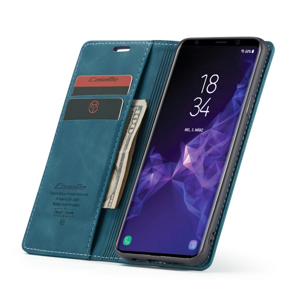 Caseme Schutzhülle Für Samsung Galaxy S9 Plus, Leder-brieftaschenhülle, Blau