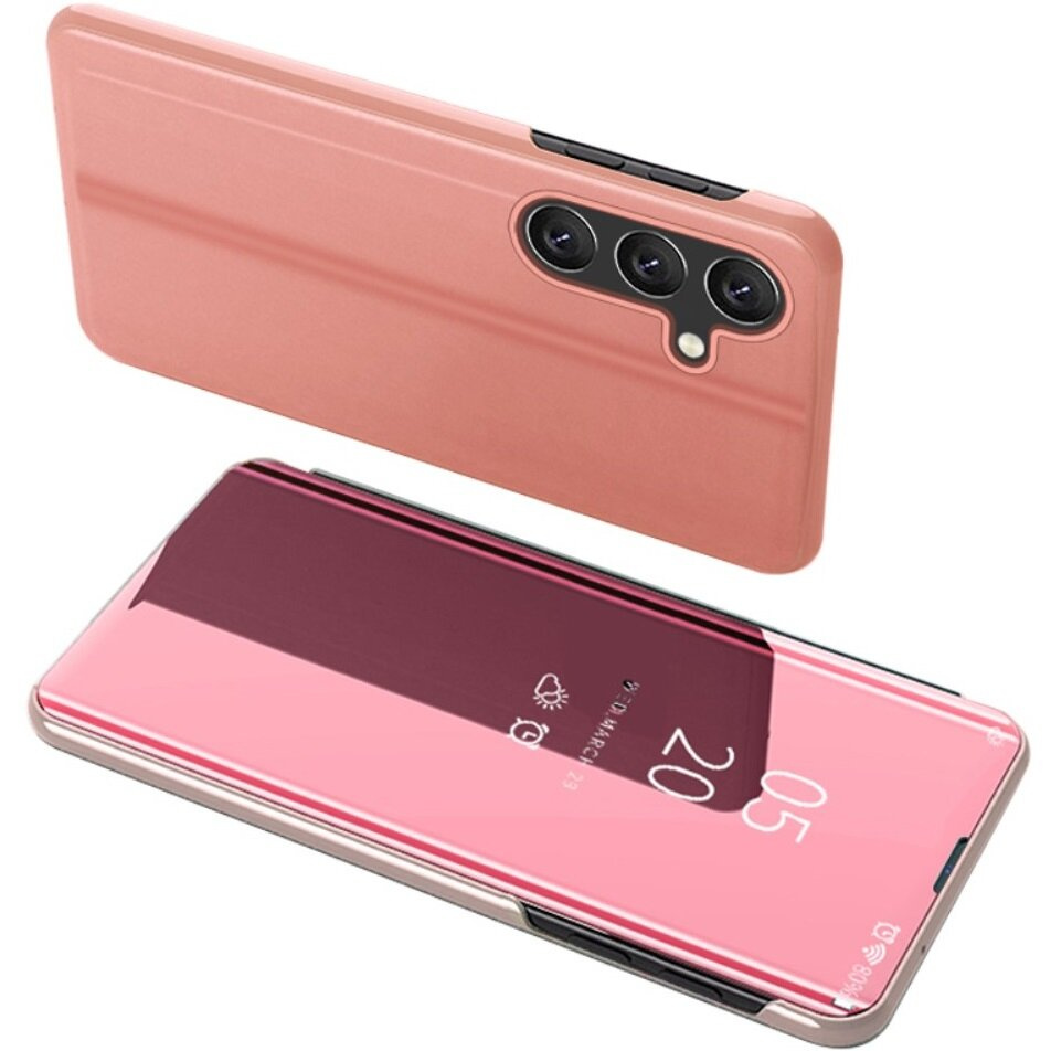 Samsung Galaxy A15 Clear View Hülle, Roségold + 9h Glas