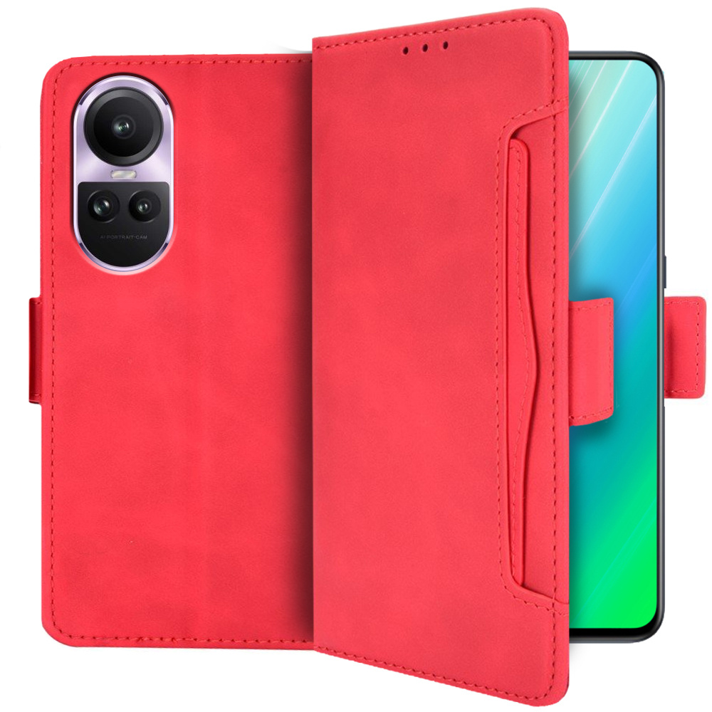 Klapphülle Für Oppo Reno 10 / 10 Pro, Mit Kartenfach, Rot