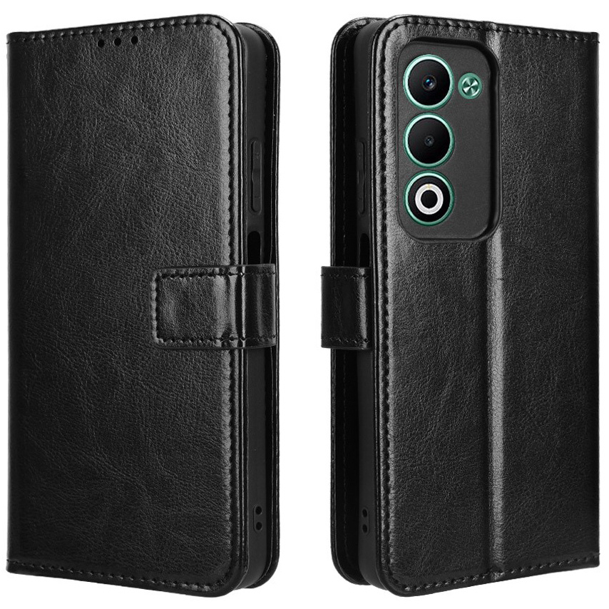 Klapphülle Für Oppo A5 5g / A5m, Crazy Horse Wallet, Schwarz
