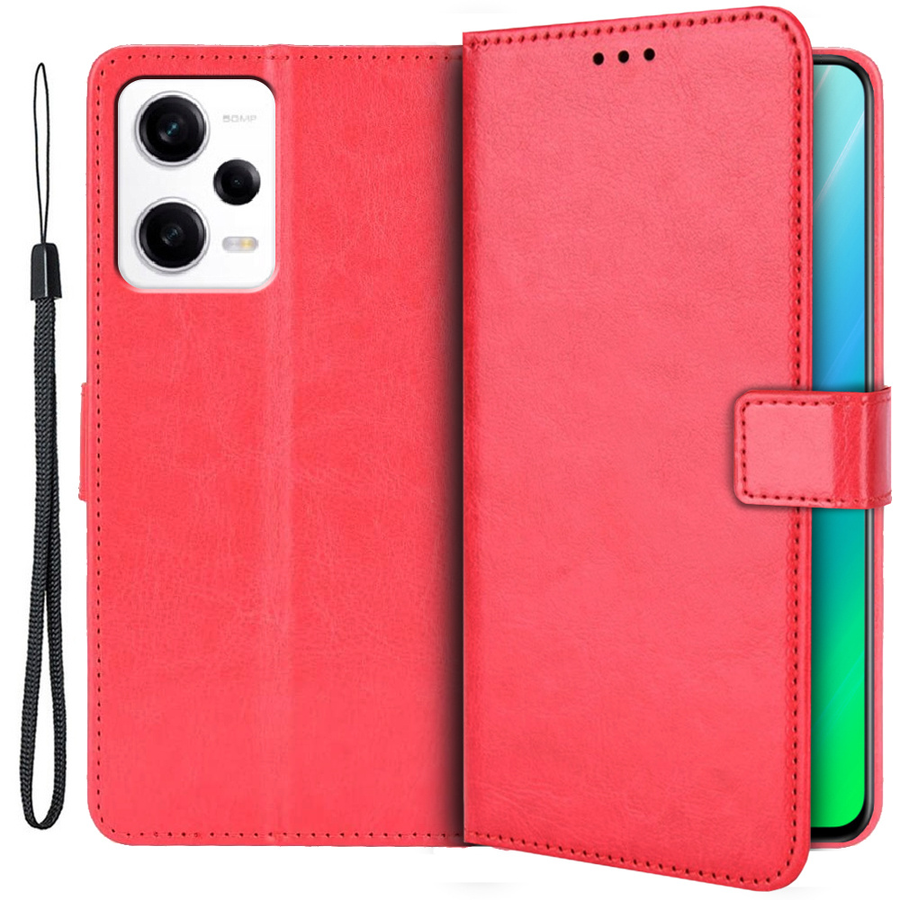 Klapphülle Für Xiaomi Redmi Note 12 5g / Poco X5 5g, Crazy Horse Wallet, Rot