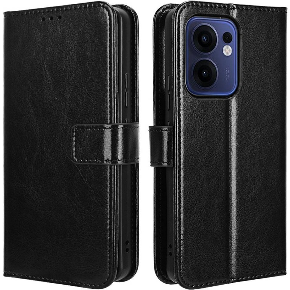 Klapphülle Für Oppo Reno 13f / Oppo Reno 13fs, Crazy Horse Wallet, Schwarz