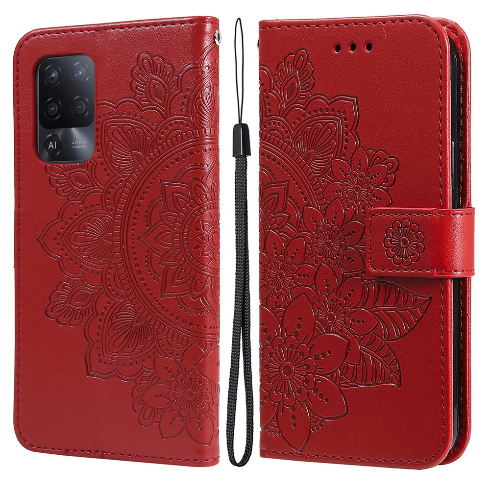 Klapphülle Für Oppo Reno5 Z / A94 / A95 5g, Mandala, Rot
