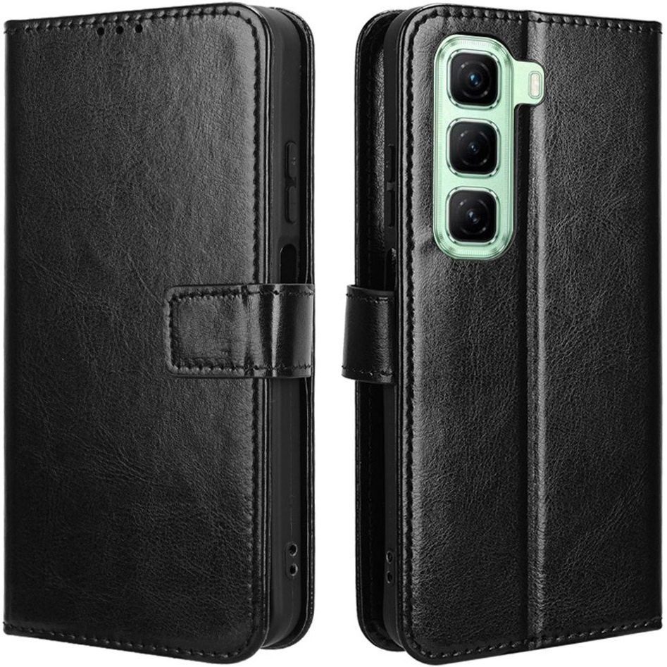 Klapphülle Für Infinix Hot 50 4g, Crazy Horse Wallet, Schwarz