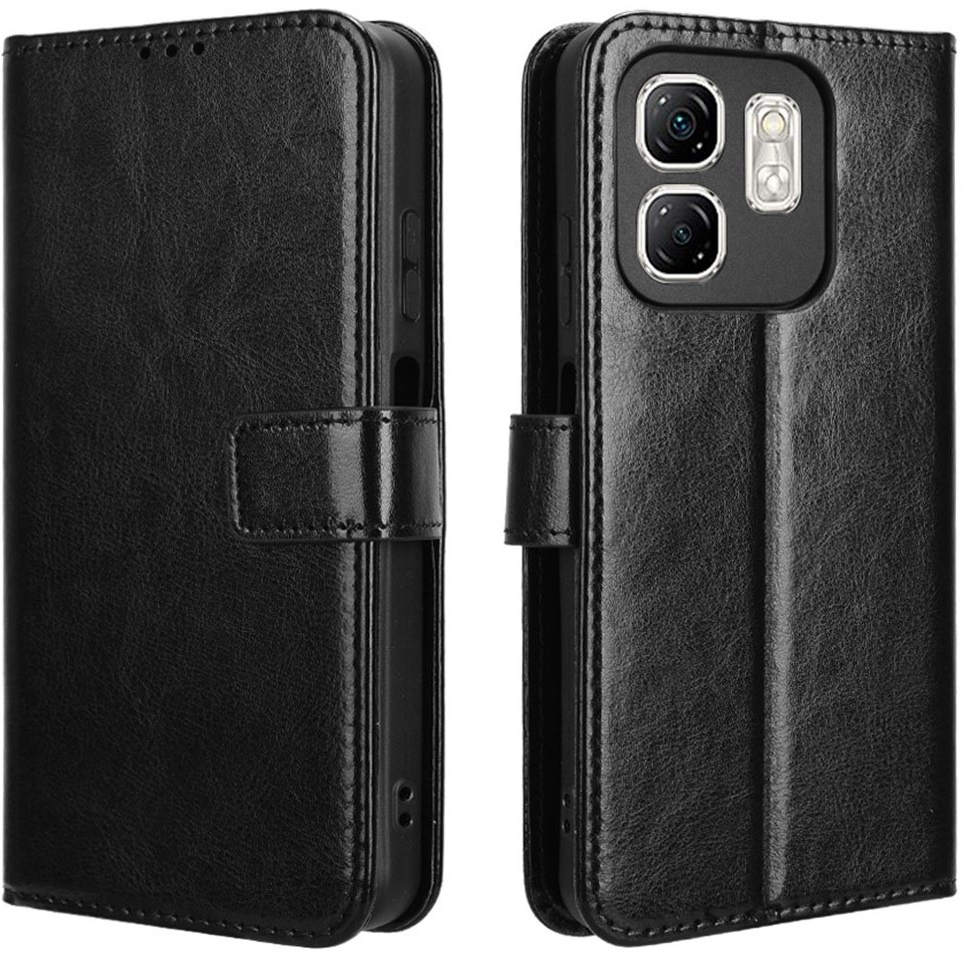 Klapphülle Für Infinix Hot 50i 4g, Crazy Horse Wallet, Schwarz