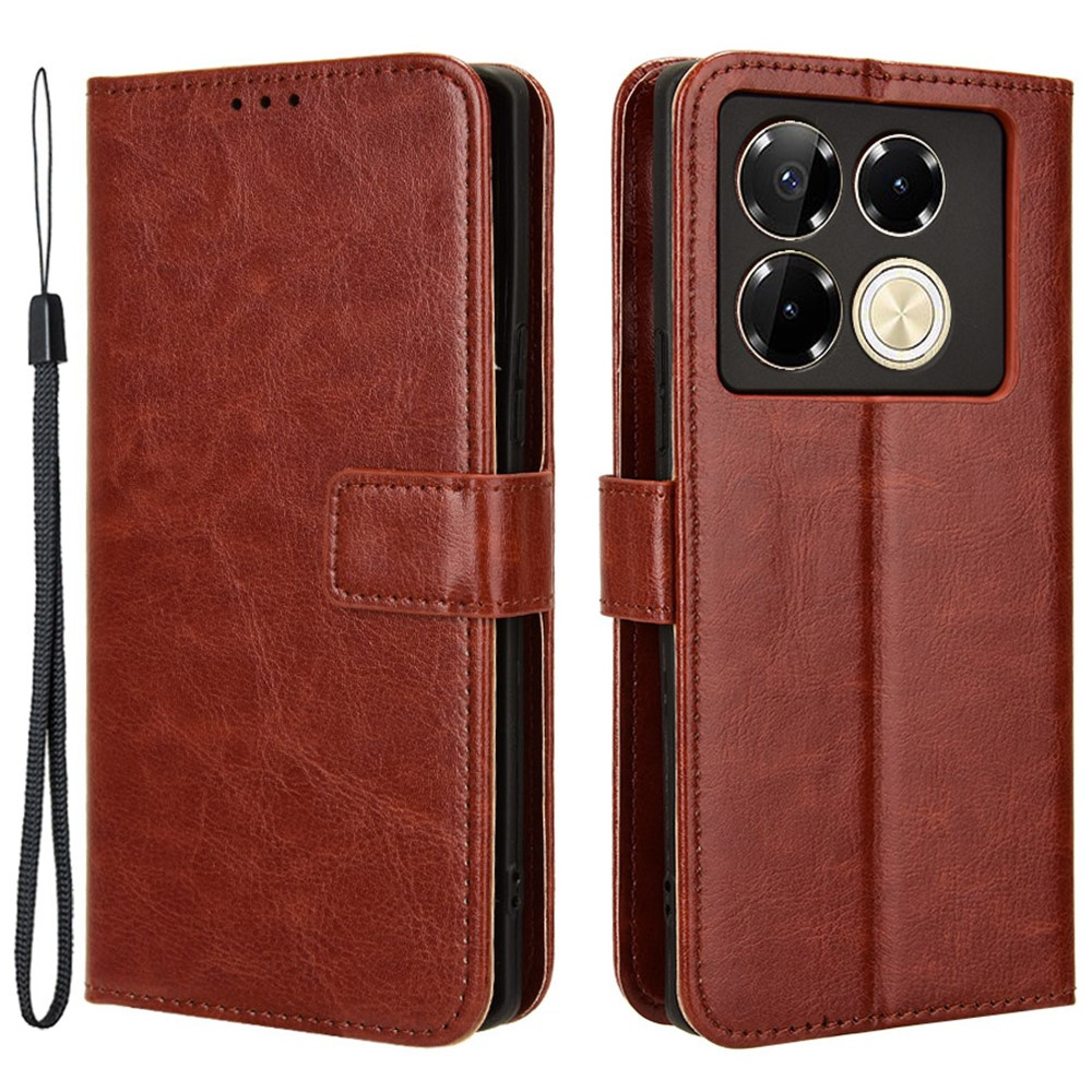 Crazy Horse Wallet Flip Case Für Infinix Note 40 Pro, Braun