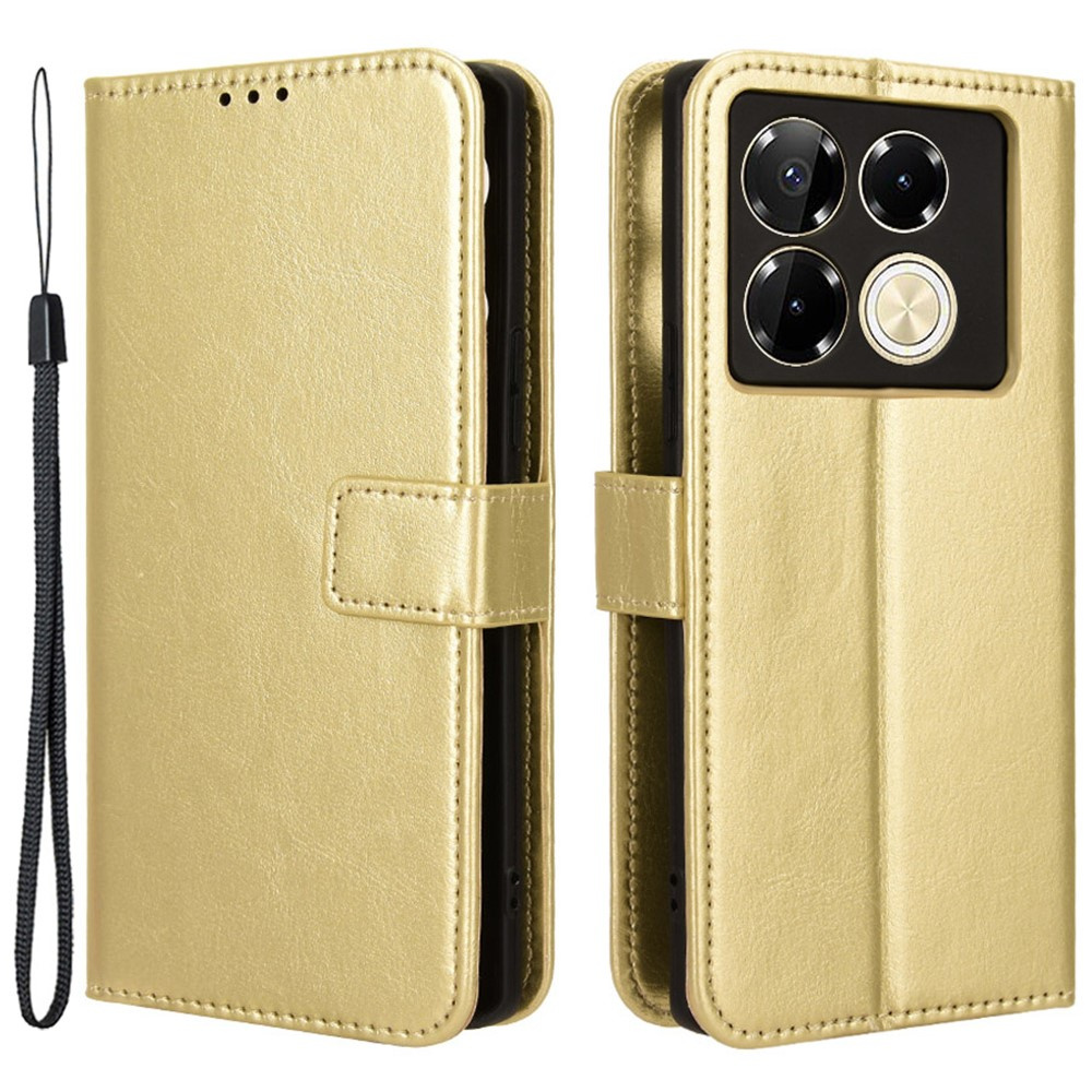 Crazy Horse Wallet Flip Case Für Infinix Note 40 Pro Plus, Gold