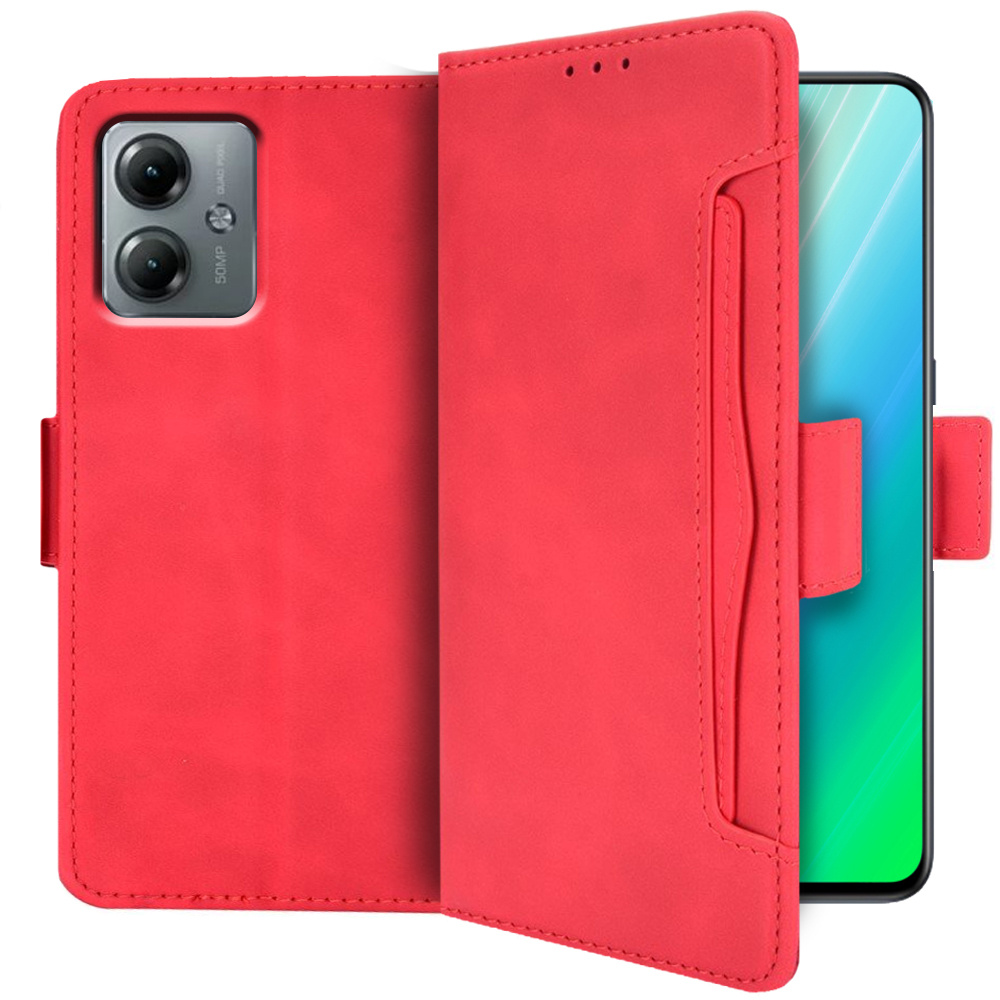 Klapphülle Für Motorola Moto G14, Mit Kartenfach, Rot