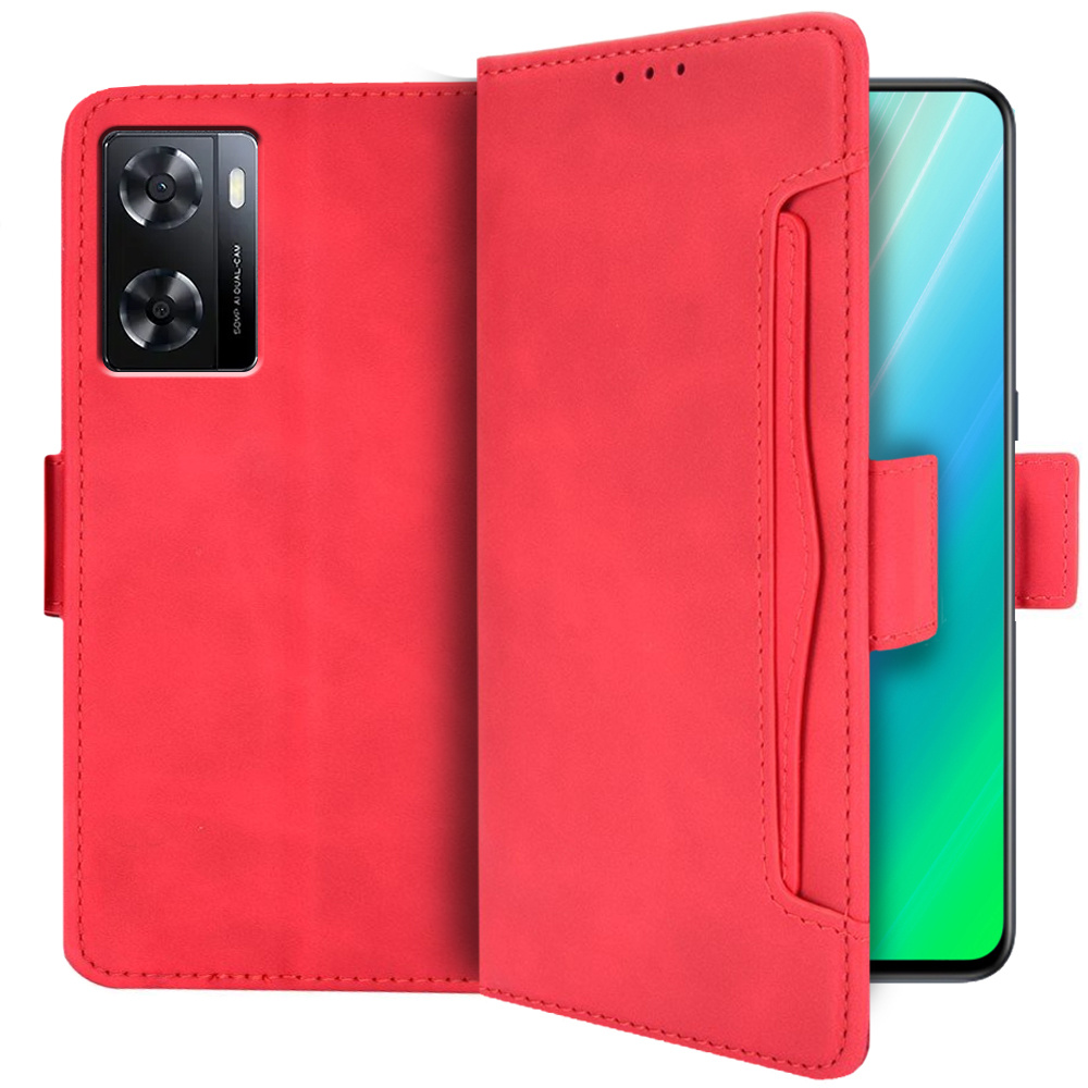 Klapphülle Für Oppo A57s, Mit Kartenfach, Rot