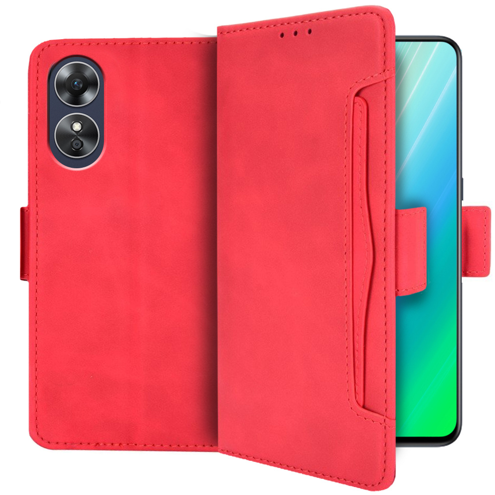 Klapphülle Für Oppo A17, Mit Kartenfach, Rot