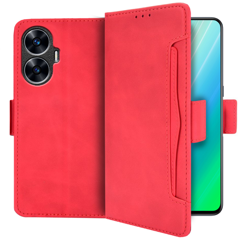 Realme C55 Flip Case, Kartenfach, Rot