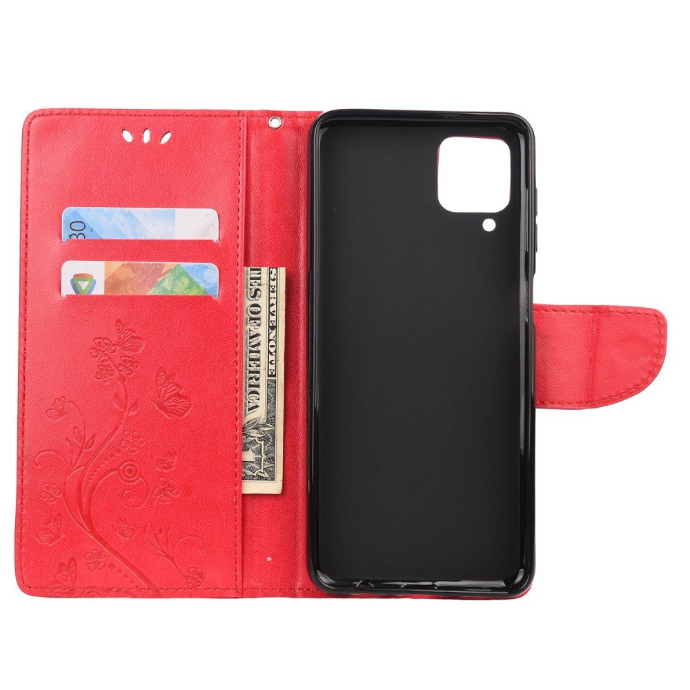 Klapphülle Für Samsung Galaxy A12 / M12 / A12 2021, Schmetterling, Rot