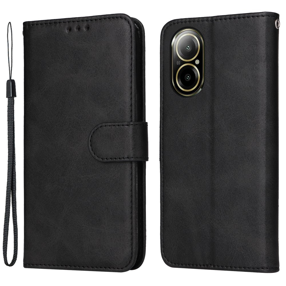 Realme C67 Leder-klapphülle, Schwarz