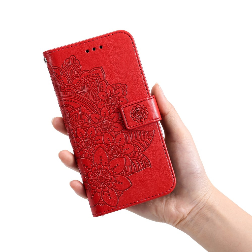 Samsung Galaxy A53 5g Klapphülle, Mandala-blume, Rot