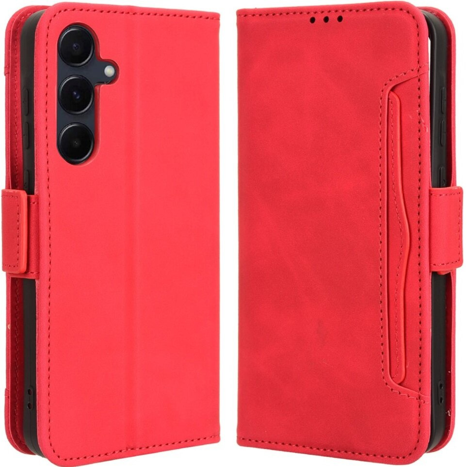 Klapphülle Für Samsung Galaxy A55 5g, Mit Kartenfach, Rot