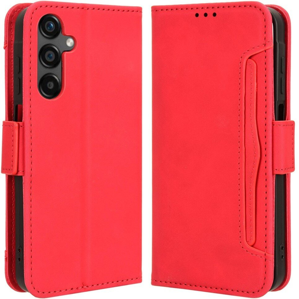 Klapphülle Für Samsung Galaxy M55 5g, Mit Kartenfach, Rot