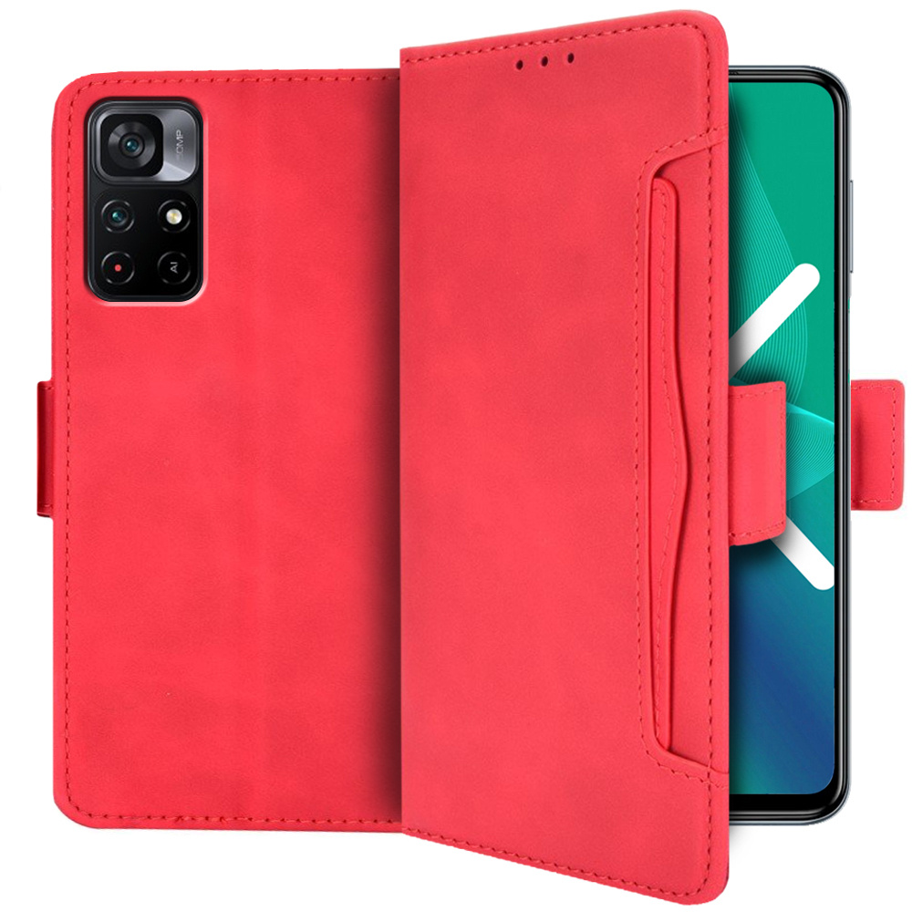 Klapphülle Für Xiaomi Poco M4 Pro 5g / Redmi Note 11s 5g, Mit Kartenfach, Rot