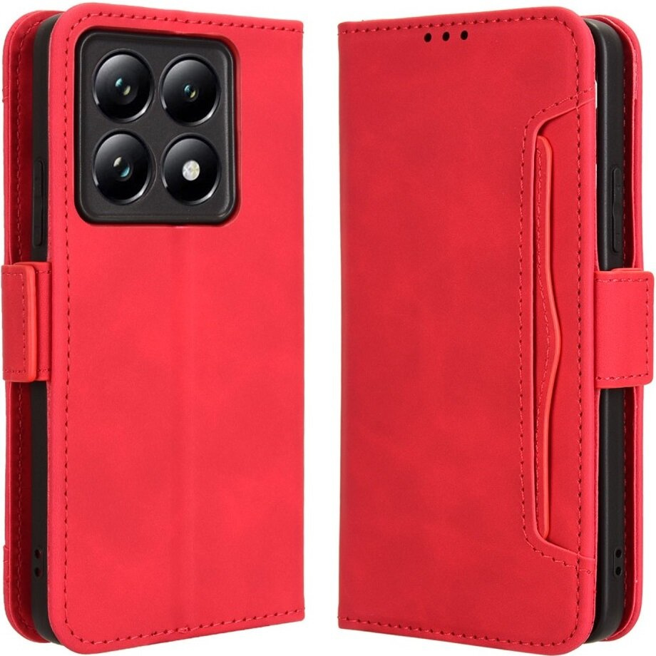 Klapphülle Für Xiaomi 14t Pro, Mit Kartenfach, Rot