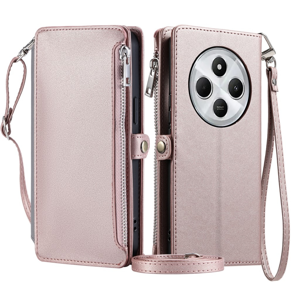 Klapphülle Für Xiaomi Redmi 14c / Xiaomi Poco C75, Mit Reißverschlussfach, Pink