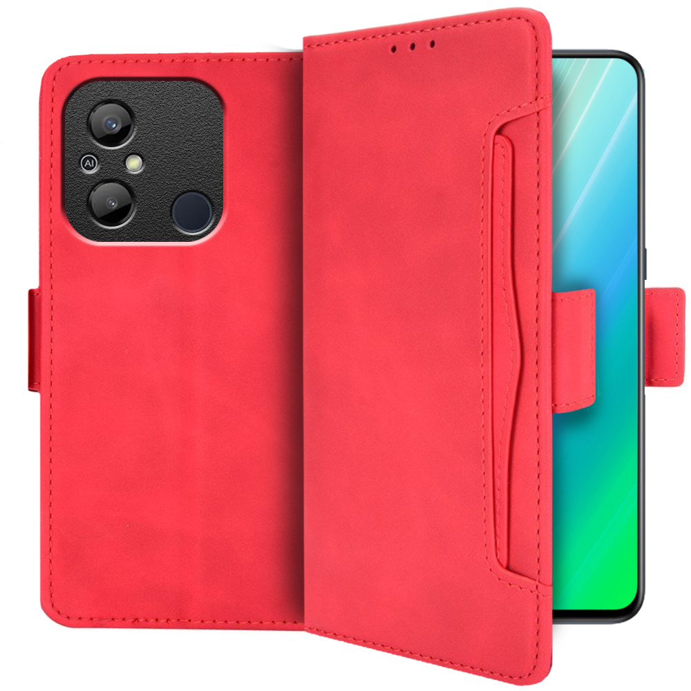 Klapphülle Für Xiaomi Redmi 12c, Mit Kartenfach, Rot