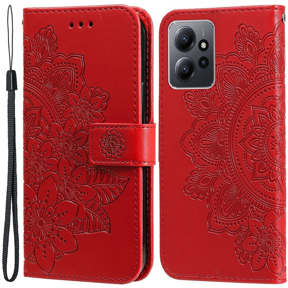 Klapphülle Für Xiaomi Redmi Note 12 4g, Mandala-blume, Rot