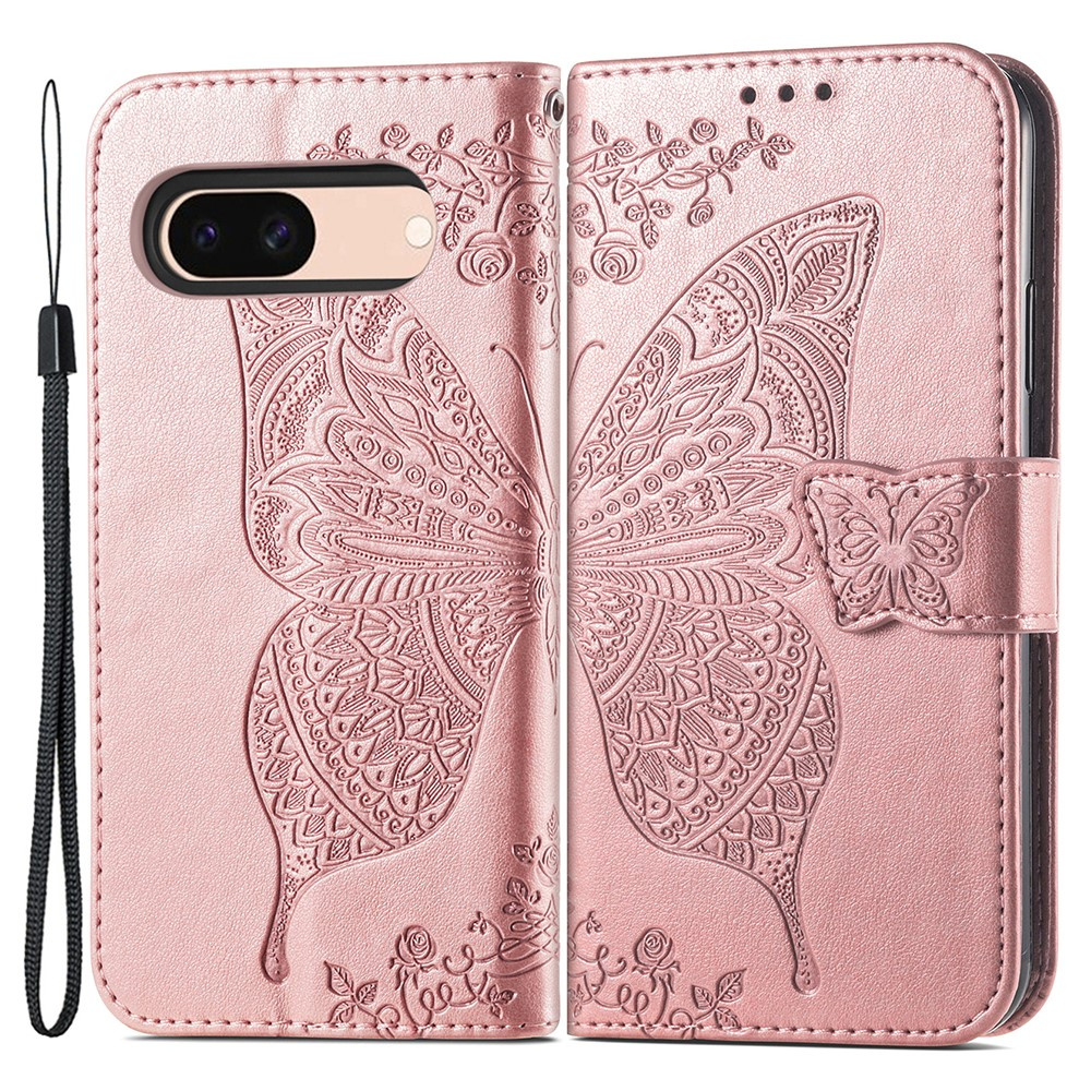 Klapphülle Für Google Pixel 8a, Schmetterling, Roségold