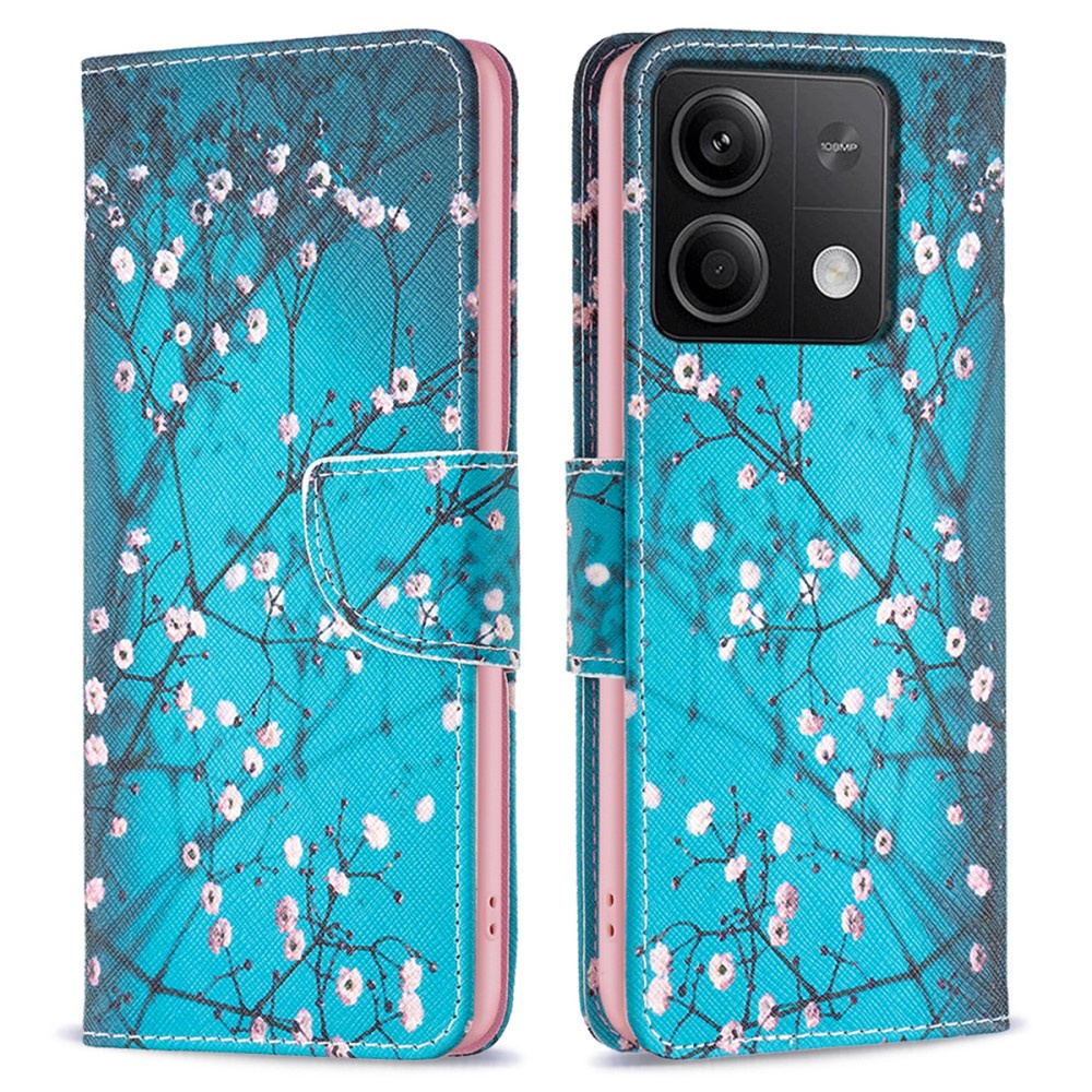 Klapphülle Für Xiaomi Redmi Note 13 5g, Brieftaschenfunktion, Sakura-blau